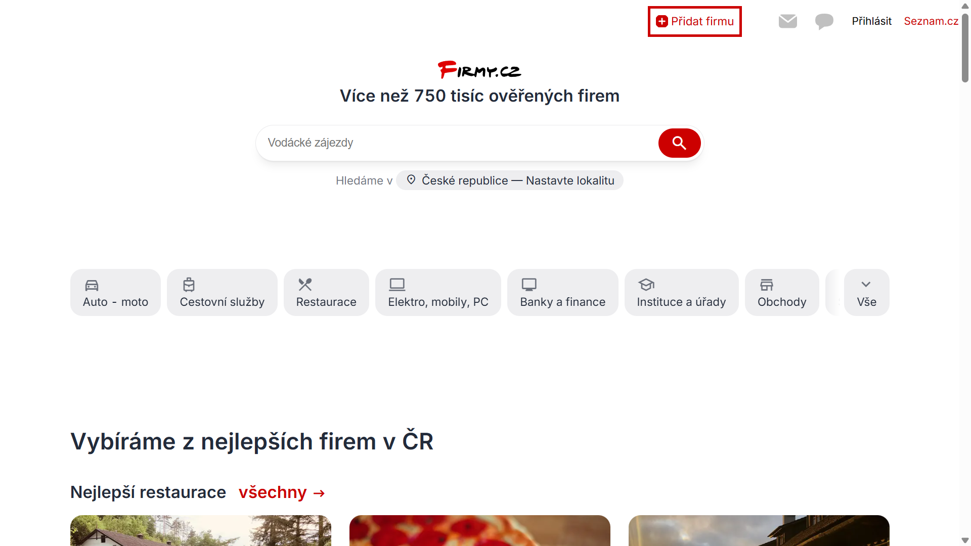 Uk&aacute;zka registrace firmy ve Firmy.cz