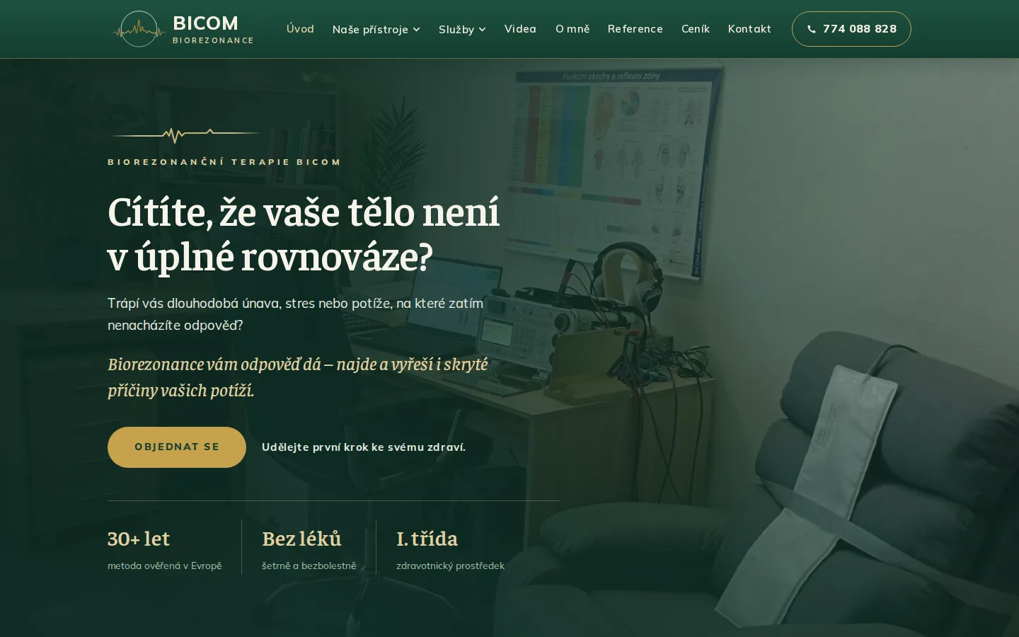 Úvodní stránka nového webu Biorezonance Jičín