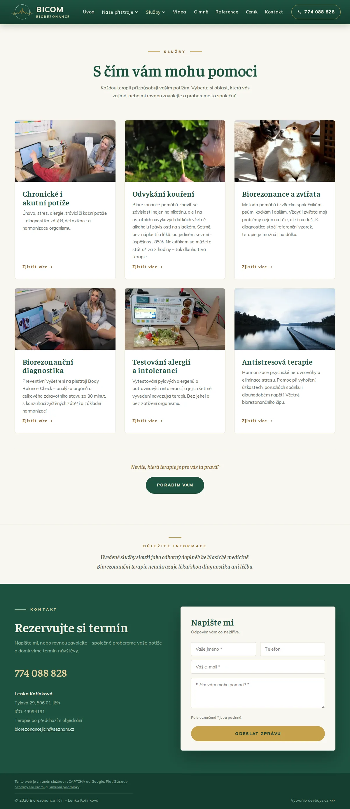Přehled služeb na novém webu Biorezonance Jičín