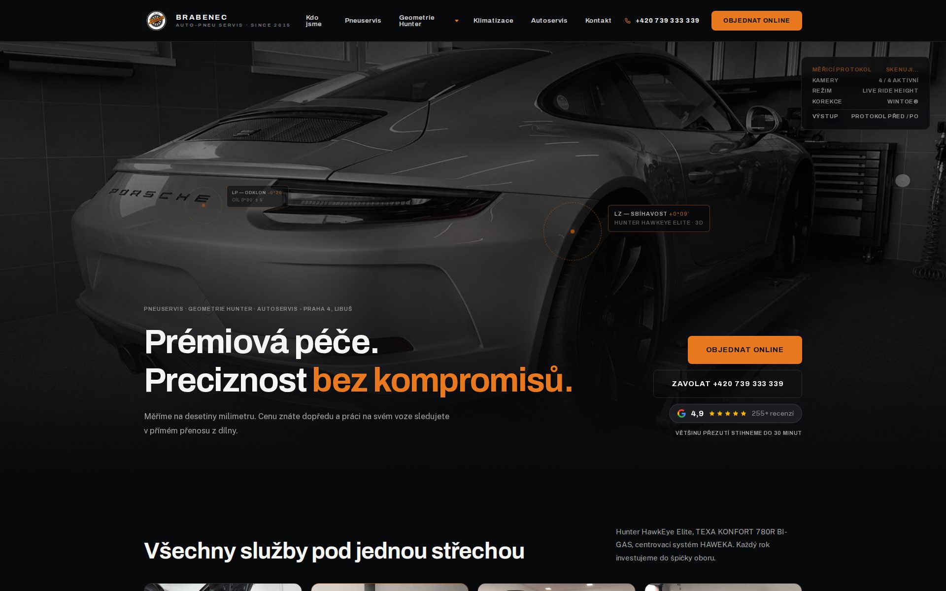 Home page of the new Brabenec Pneuservis website