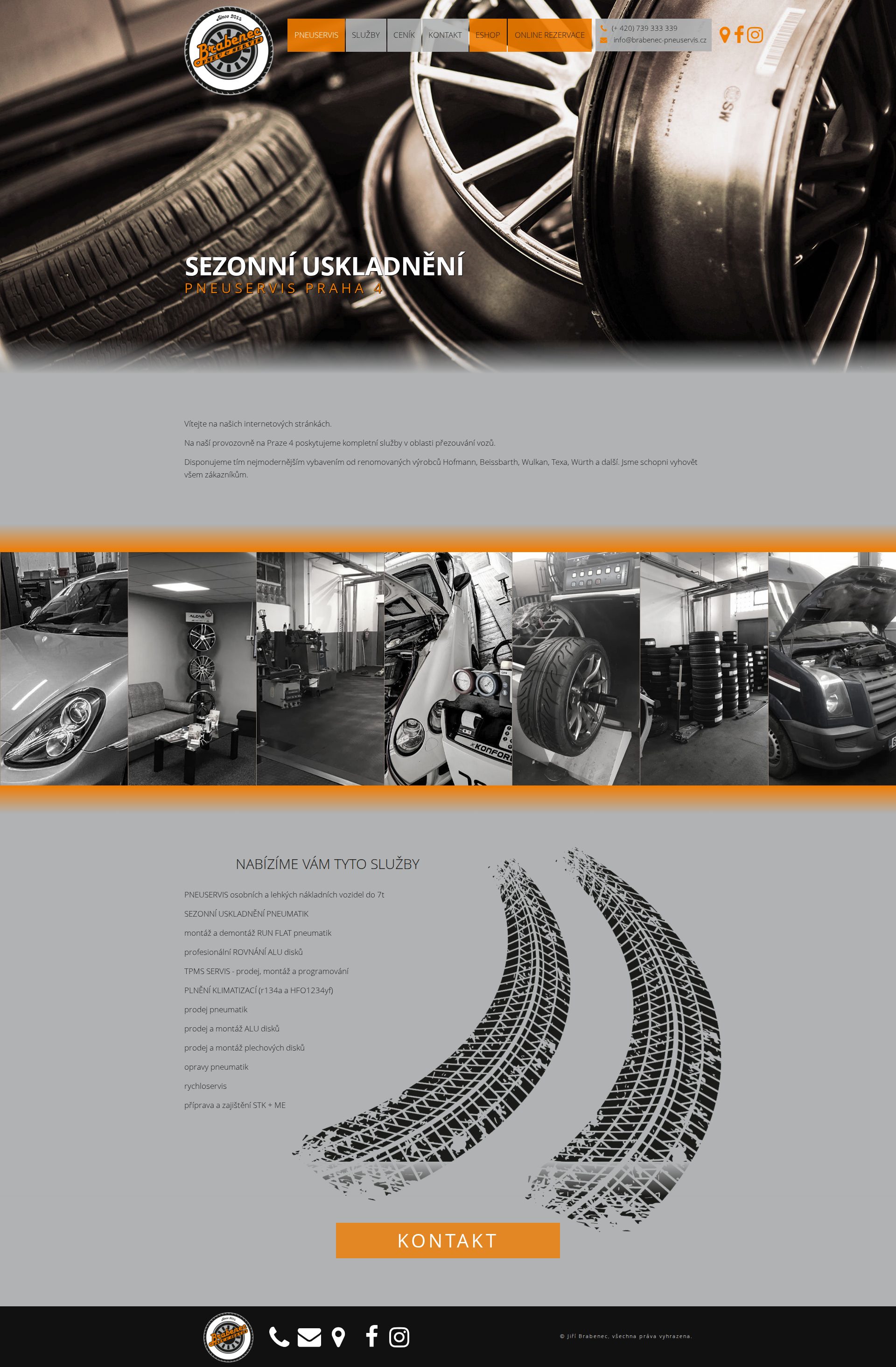 The old Brabenec Pneuservis website built in Adobe Muse, full home page