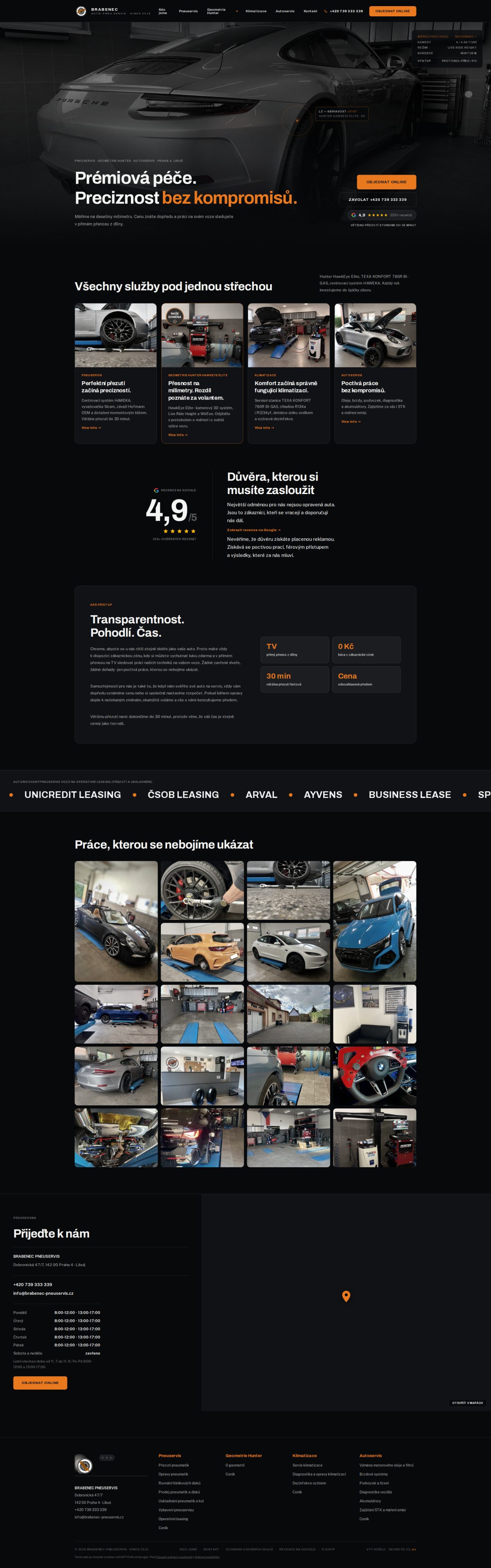 The new Brabenec Pneuservis website, full home page