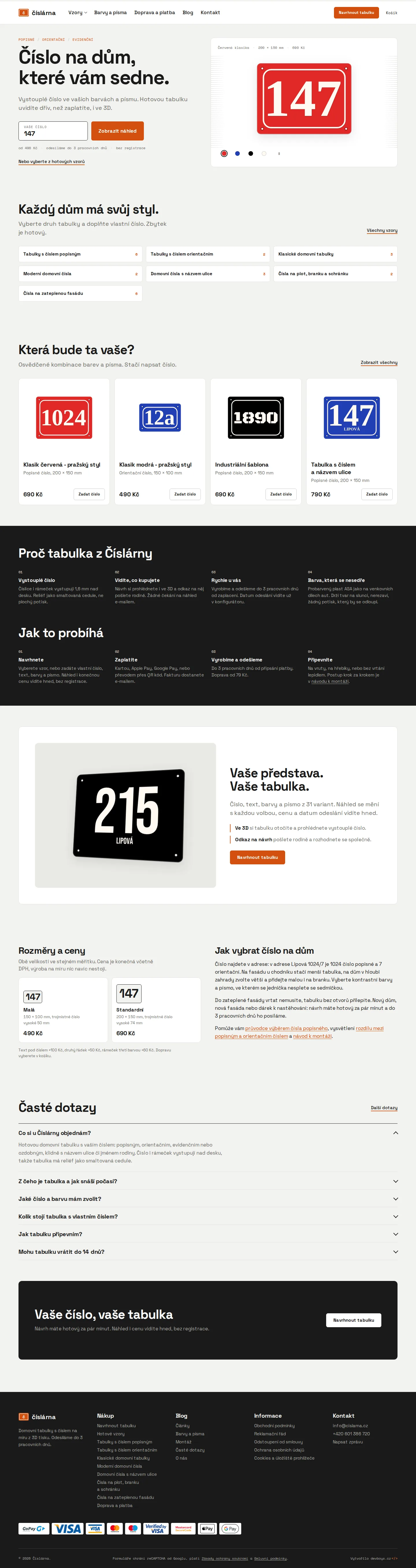 Číslárna e-shop, full home page