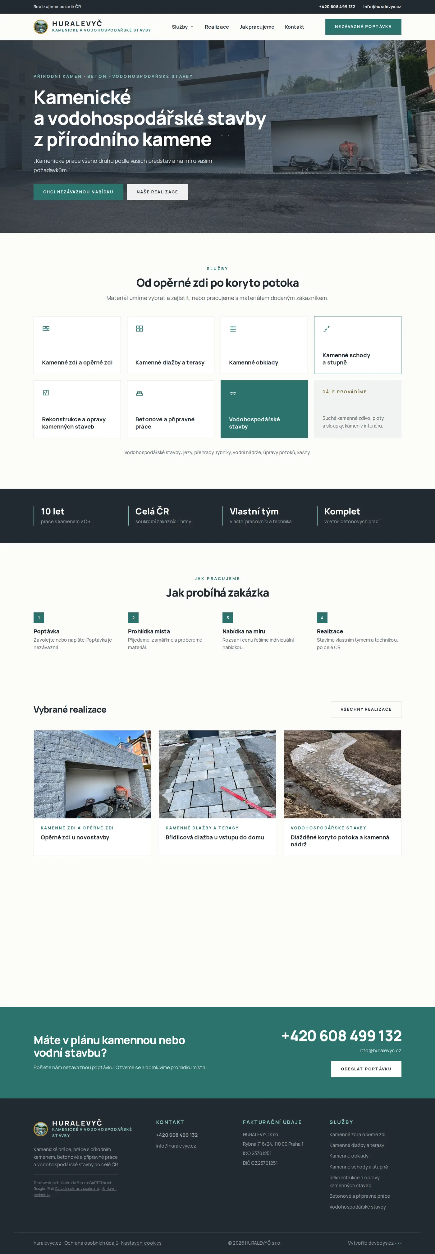 The finished HURALEVYČ website after launch, full homepage