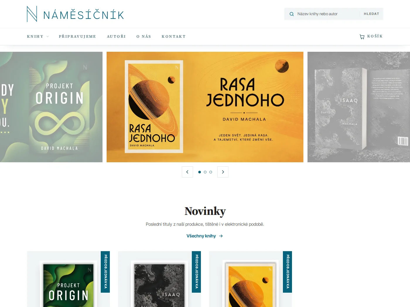 Home page of the Náměsíčník publishing house e-shop