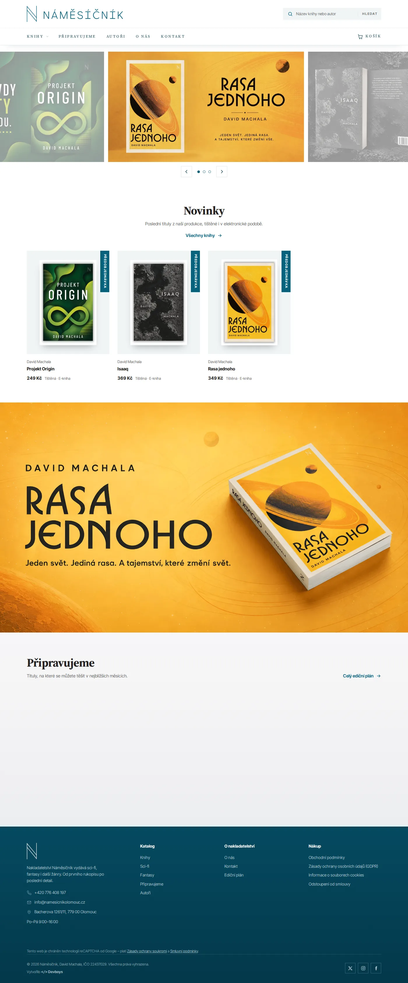 The Náměsíčník e-shop, full home page