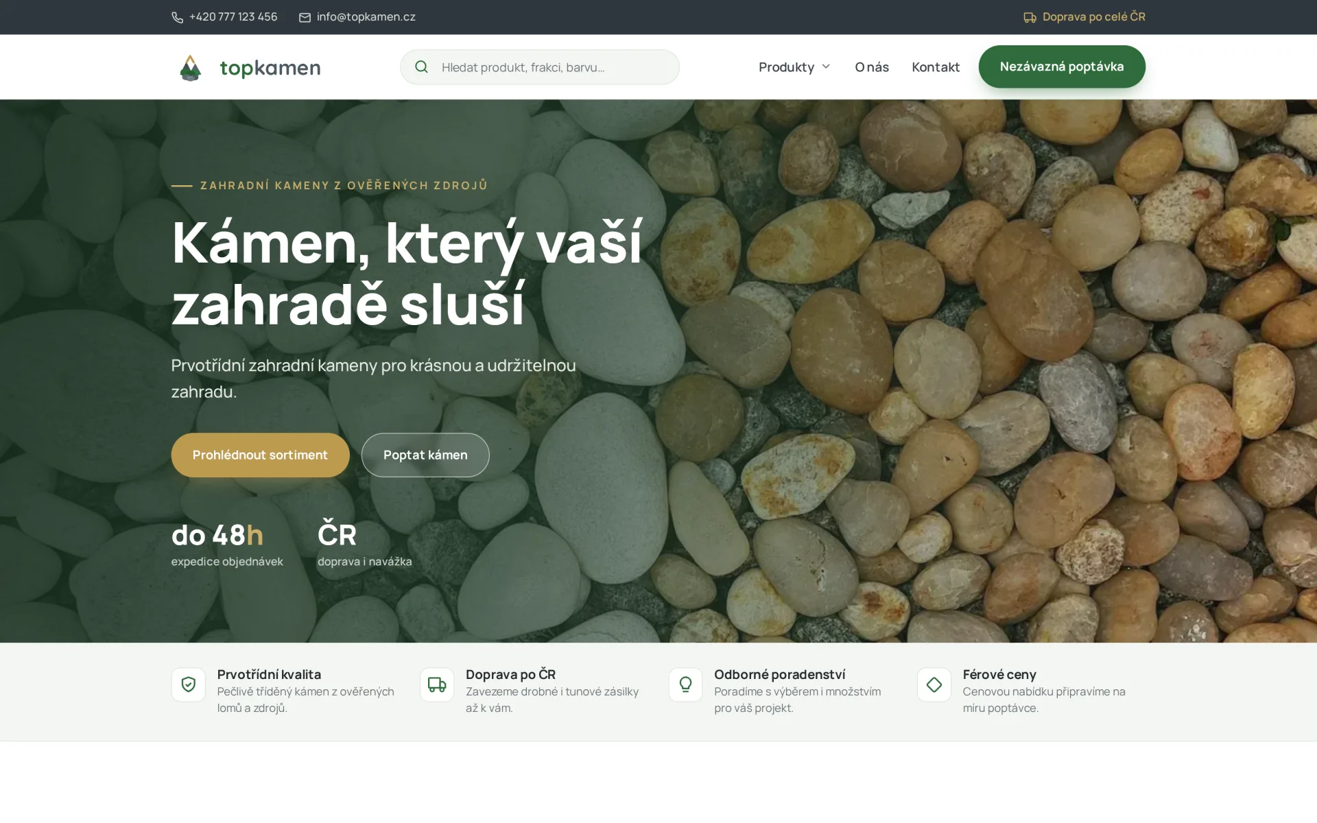 Hlavní stránka webu TopKamen