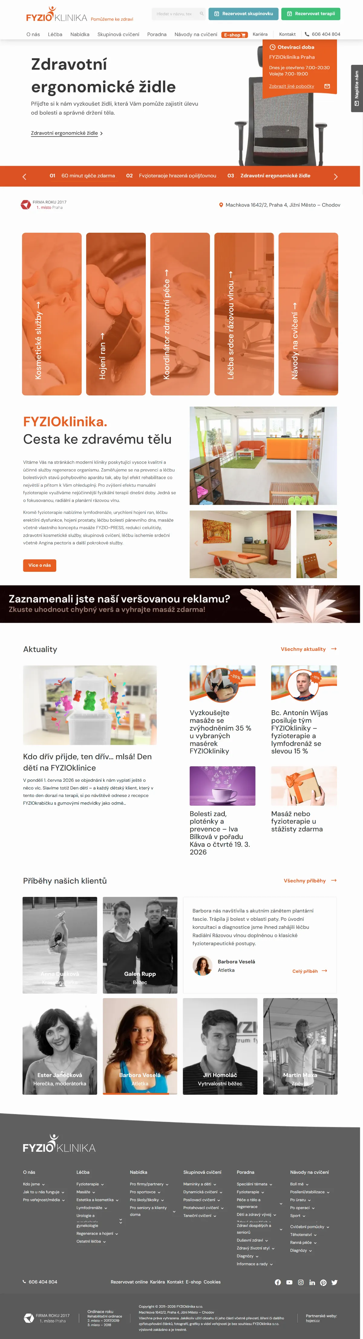 Náhled webu: Fyzioklinika
