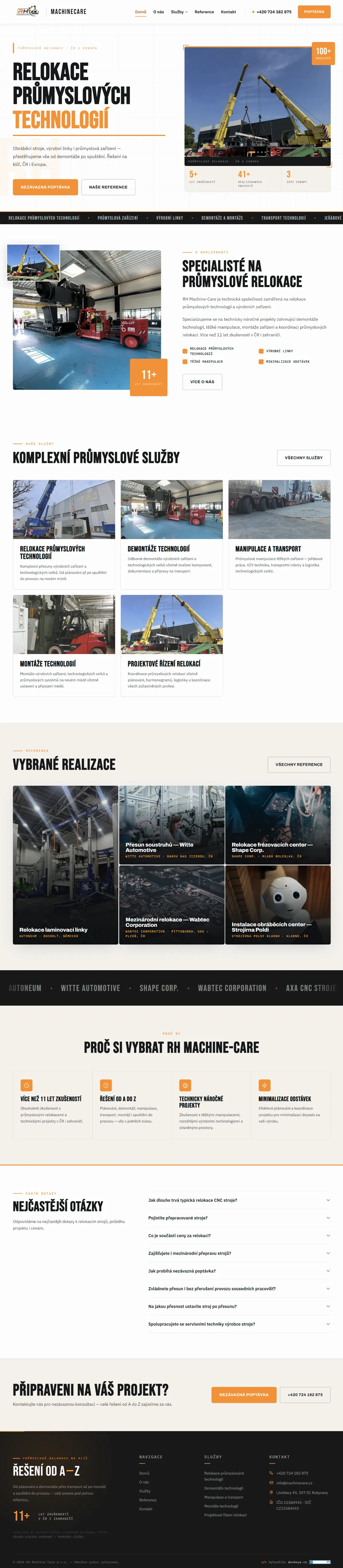 Náhled webu: Machine Care